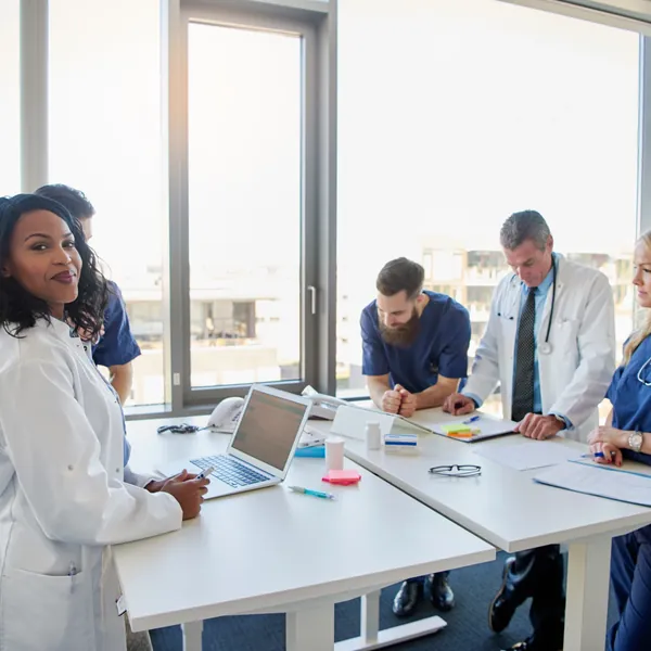 A meeting with doctors in the clinic