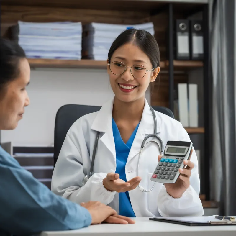 A mature woman in consultation with her doctor
